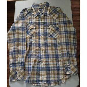 Campus Shirt‎ Mens XL Rugged Country Western Cowboy Rodeo Pearl Snap Plaid